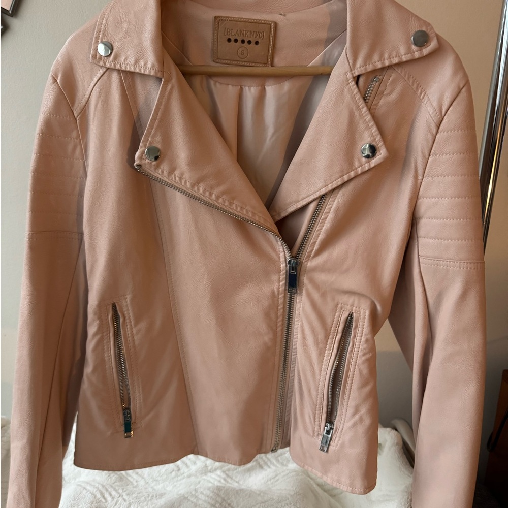 Blank NYC Blush Pink Faux Leather Moto Jacket